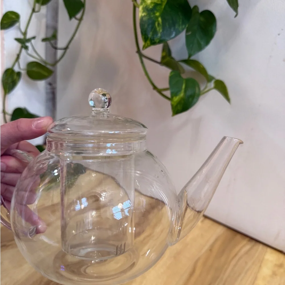 Elegant Clear Glass Teapot with Lid